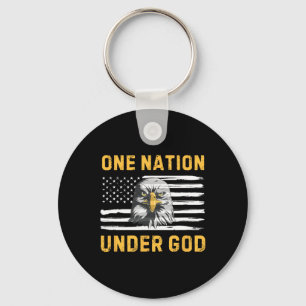 Patriotic Eagle Flag 4th Of July One Nation Under Key Ring
