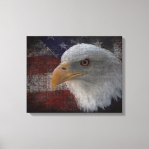 Patriotic Eagle & Flag Canvas Print