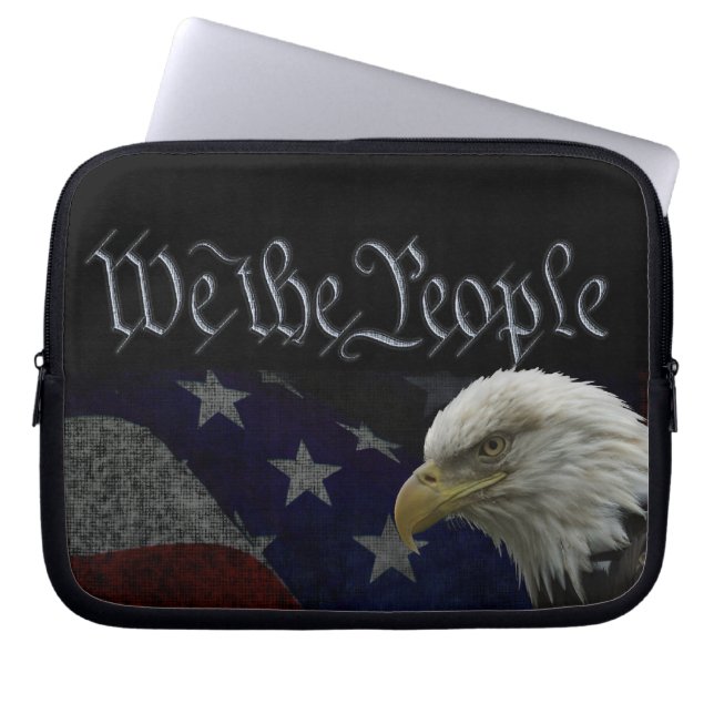 Patriotic Eagle & Flag Laptop Sleeve (Front)