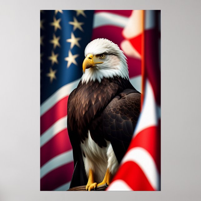 Patriotic Eagle Flag Poster Print (Front)