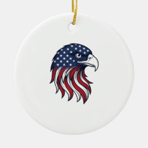 Patriotic Eagle Flag Vector Design for White Shirt Ceramic Tree Decoration