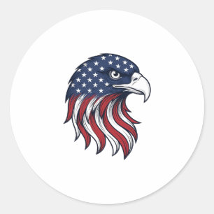 Patriotic Eagle Flag Vector Design for White Shirt Classic Round Sticker