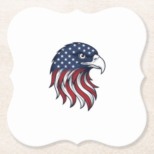 Patriotic Eagle Flag Vector Design for White Shirt Paper Coaster
