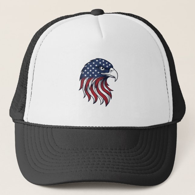 Patriotic Eagle Flag Vector Design for White Shirt Trucker Hat (Front)