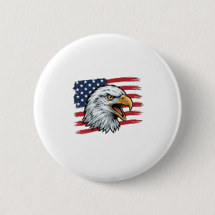 Patriotic Eagle Flag Vintage Vector Design_1 6 Cm Round Badge