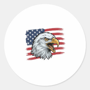 Patriotic Eagle Flag Vintage Vector Design_1 Classic Round Sticker
