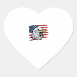 Patriotic Eagle Flag Vintage Vector Design_1 Heart Sticker