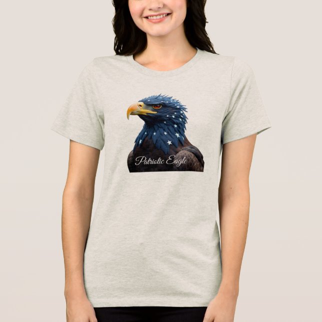 Patriotic Eagle girl t-shirt Tri-Blend Shirt (Front)