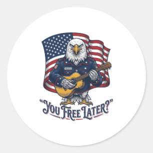 Patriotic Eagle Guitar Vintage Classic Round Sticker