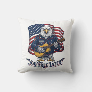 Patriotic Eagle Guitar Vintage Cushion