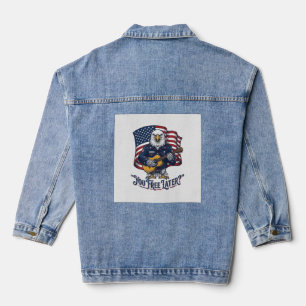 Patriotic Eagle Guitar Vintage Denim Jacket