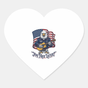 Patriotic Eagle Guitar Vintage Heart Sticker
