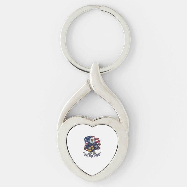 Patriotic Eagle Guitar Vintage Key Ring (Front)