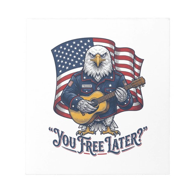 Patriotic Eagle Guitar Vintage Notepad (Front)