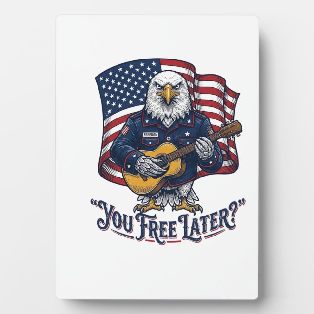 Patriotic Eagle Guitar Vintage Plaque (Front)