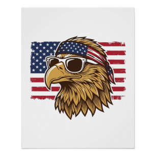 Patriotic Eagle Head Vintage Engraving Graphic_1 Poster