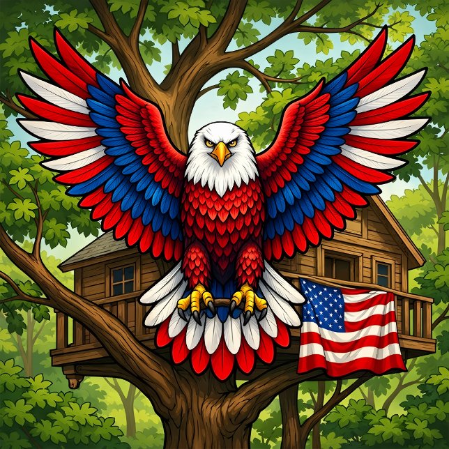 Patriotic Eagle Holiday Card  ("Proud Free Celebrating America")