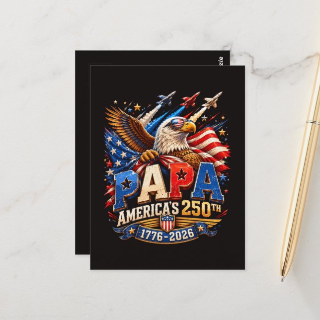 Patriotic Eagle Jets America 250th Postcard (Front/Back In Situ)