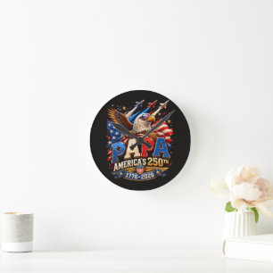 Patriotic Eagle Jets America 250th Round Clock