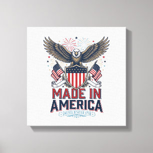 Patriotic Eagle Made in America 4th of July Shirt_ Canvas Print