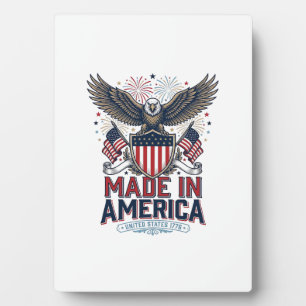 Patriotic Eagle Made in America 4th of July Shirt_ Plaque