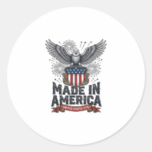 Patriotic Eagle Made in America Vintage Classic Round Sticker