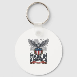 Patriotic Eagle Made in America Vintage Key Ring