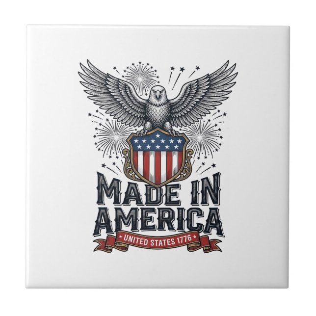 Patriotic Eagle Made in America Vintage Tile (Front)