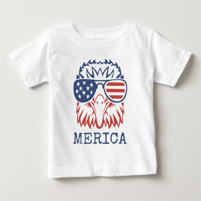 Patriotic Eagle Merica 4th of July American Flag T Baby T-Shirt (Front)