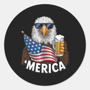 Patriotic Eagle merica 4th Of July  Classic Round Sticker