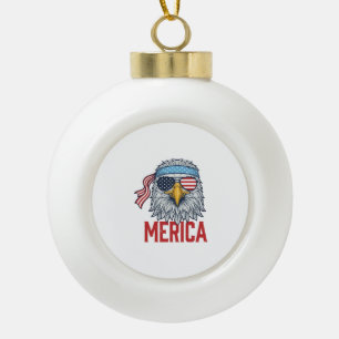 Patriotic Eagle Merica Vintage Engraving Shirt Des Ceramic Ball Christmas Ornament
