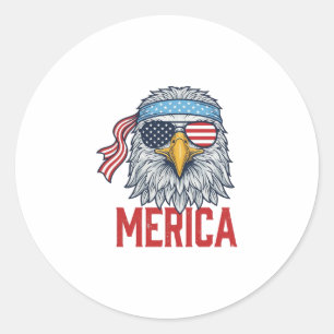 Patriotic Eagle Merica Vintage Engraving Shirt Des Classic Round Sticker