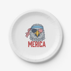 Patriotic Eagle Merica Vintage Engraving Shirt Des Paper Plate