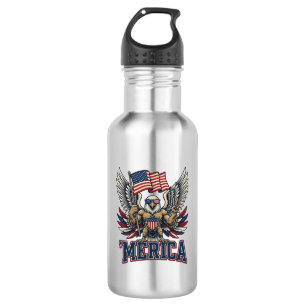 Patriotic Eagle Merica Vintage Vector Shirt Design 532 Ml Water Bottle