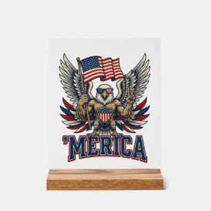 Patriotic Eagle Merica Vintage Vector Shirt Design Acrylic Sign