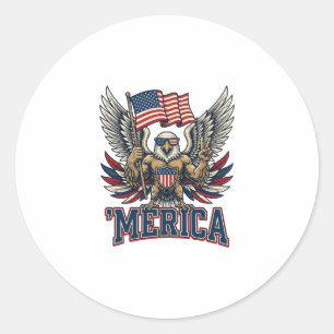 Patriotic Eagle Merica Vintage Vector Shirt Design Classic Round Sticker