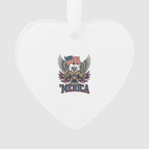 Patriotic Eagle Merica Vintage Vector Shirt Design Ornament