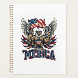 Patriotic Eagle Merica Vintage Vector Shirt Design Planner