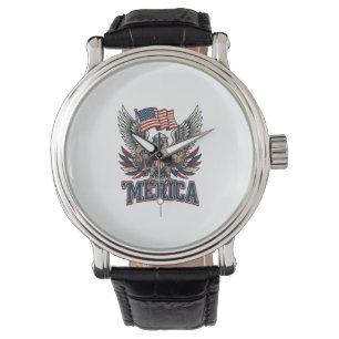 Patriotic Eagle Merica Vintage Vector Shirt Design Watch