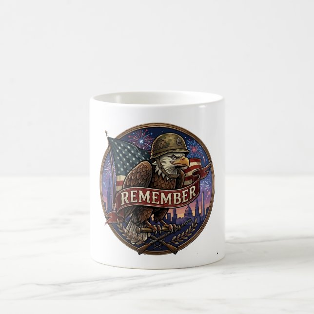  Patriotic Eagle Military Remembrance Emblem Coffee Mug (Center)
