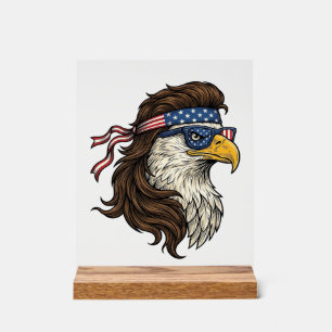 Patriotic Eagle Mullet Vintage Engraving Vector De Acrylic Sign