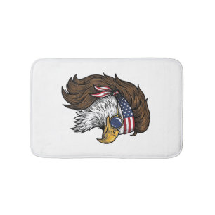 Patriotic Eagle Mullet Vintage Engraving Vector De Bath Mat