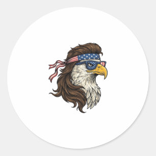 Patriotic Eagle Mullet Vintage Engraving Vector De Classic Round Sticker