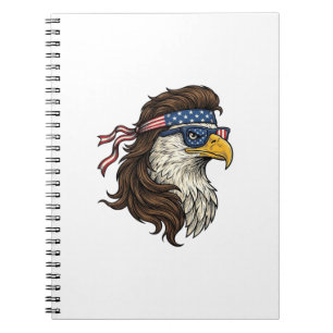 Patriotic Eagle Mullet Vintage Engraving Vector De Notebook