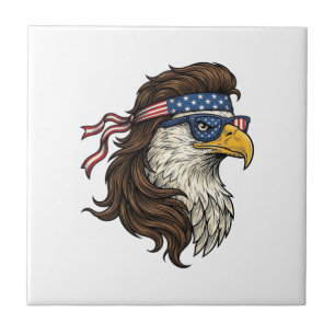 Patriotic Eagle Mullet Vintage Engraving Vector De Tile