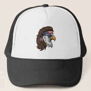 Patriotic Eagle Mullet Vintage Engraving Vector De Trucker Hat