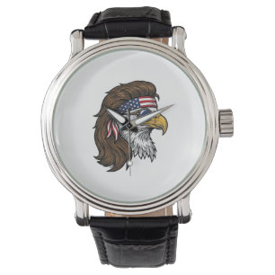 Patriotic Eagle Mullet Vintage Engraving Vector De Watch
