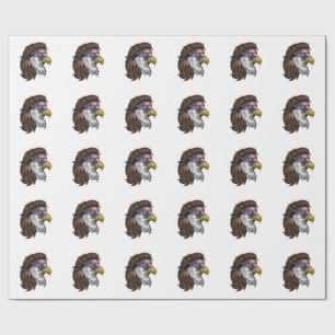 Patriotic Eagle Mullet Vintage Engraving Vector De Wrapping Paper