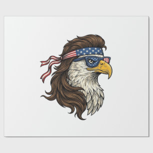 Patriotic Eagle Mullet Vintage Engraving Vector De Wrapping Paper