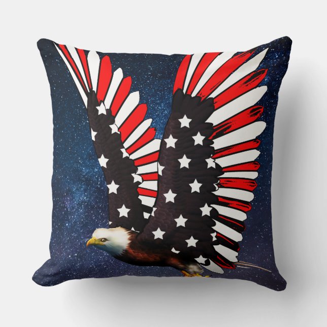 Patriotic Eagle Pillow – Bold American Spirit Unde (Front)